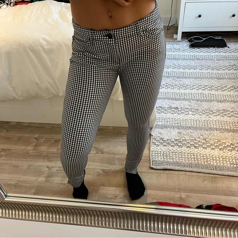 Plaid pants black and white
